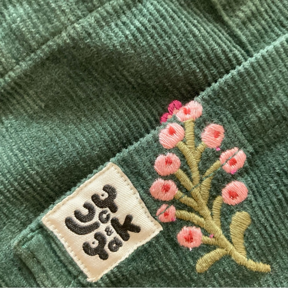 Lucy & Yak Embroidered Evergreen Floral Corduroy Overalls US 18 / UK 22
